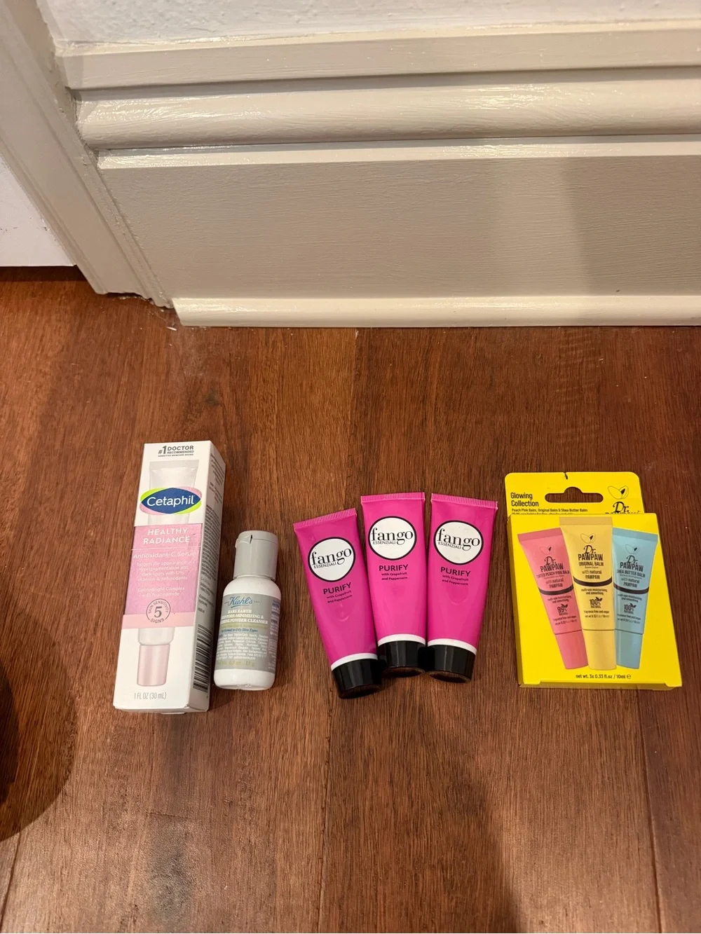 FANGO Purify Pink Face Mask Trio, cetaphil, and paw paw